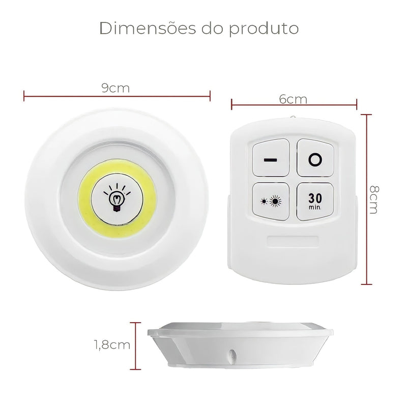 KIT 3 Lâmpadas LED - Sem fio com Controle Remoto