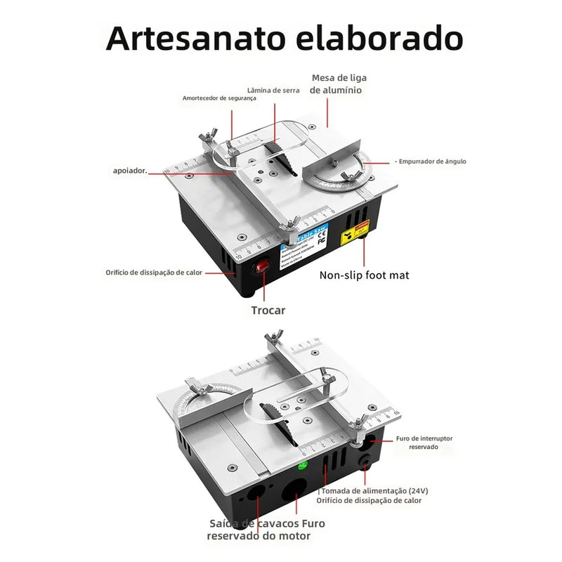 Serra de Mesa Elétrica Multifuncional para bancada, para madeira,cortardor de tronco,ferramenta de corte DIY, serra circular de bancada para marcenaria profissional