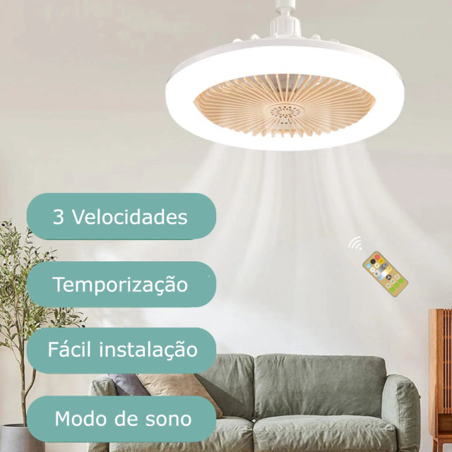 Luminária com Ventilador de teto 2 em 1 + Controle