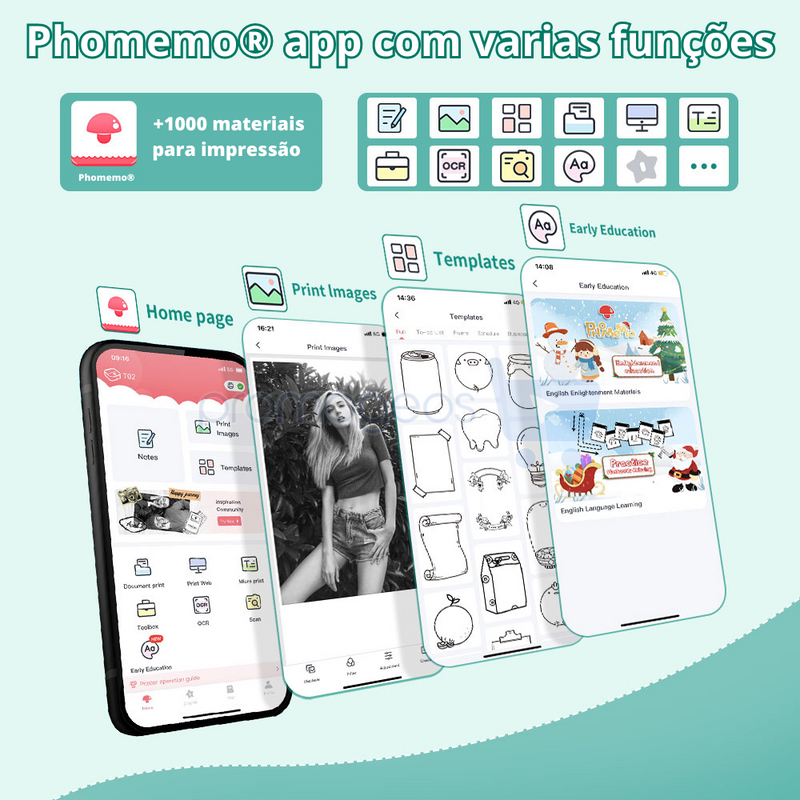 Phomemo® - Mini impressora portátil de etiqueta autoadesiva