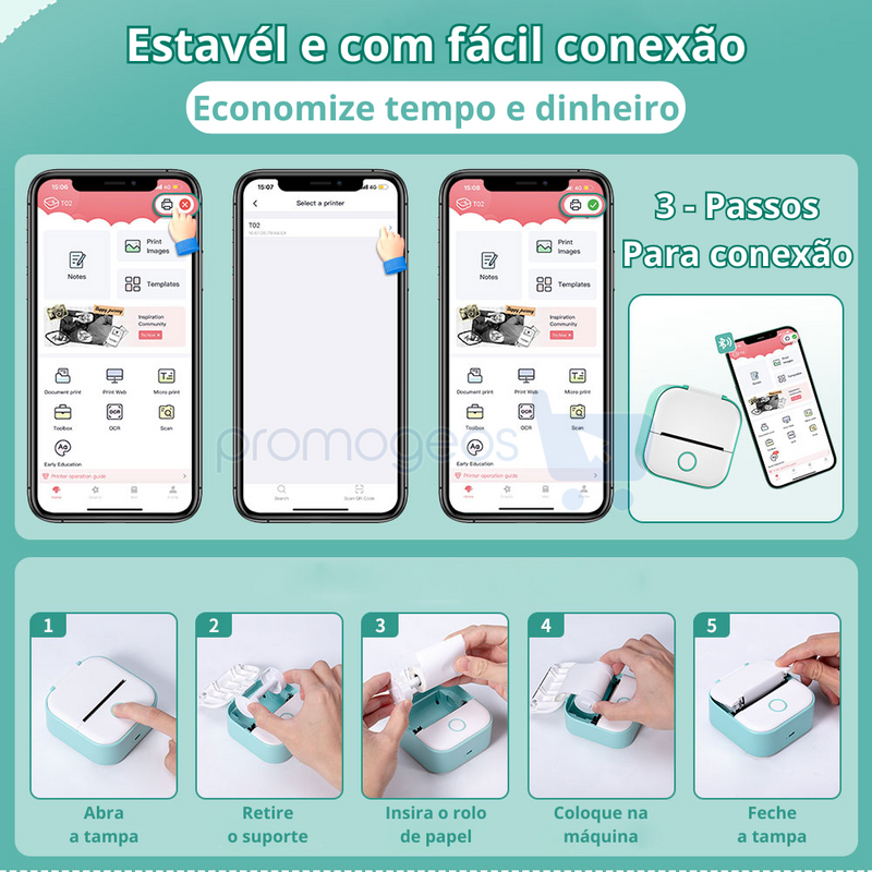 Phomemo® - Mini impressora portátil de etiqueta autoadesiva