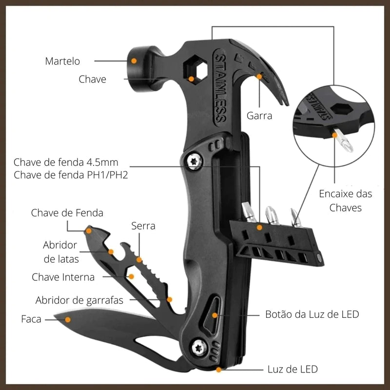 Martelo Multifuncional De Aço Inoxidável