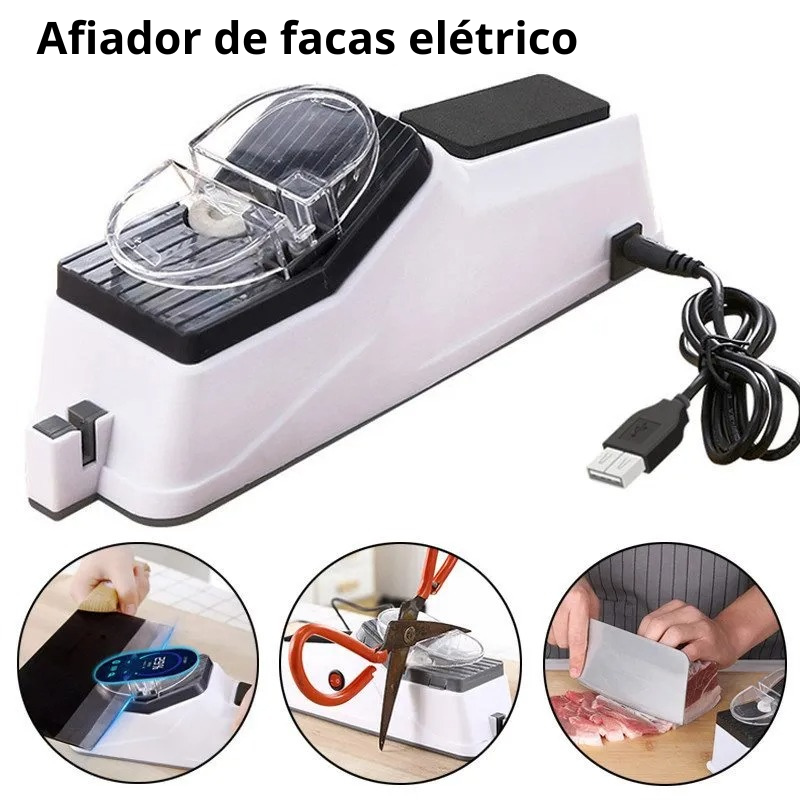 Afiador Elétrico De Facas Multifuncional de Aço Inoxidável