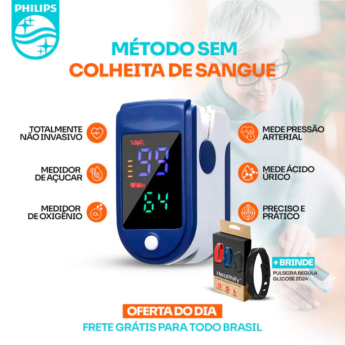 Medidor a laser de glicose e oximetro no sangue não invasivo de alta precisão - GlicoMax™