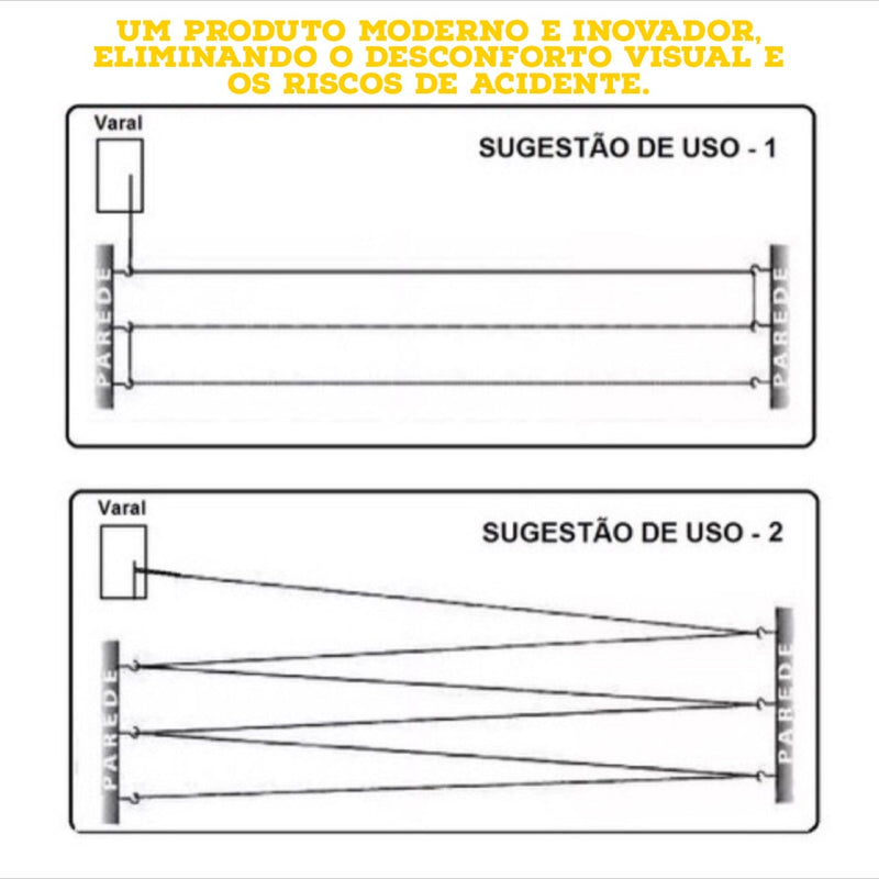 Varal Recolhível Retrátil Para Muro, Parede, Apartamento + 10 Prendedores de brinde