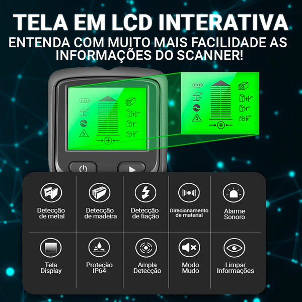 Scanner Profissional de Parede, Metais e Cano PVC Madeira e Fiação