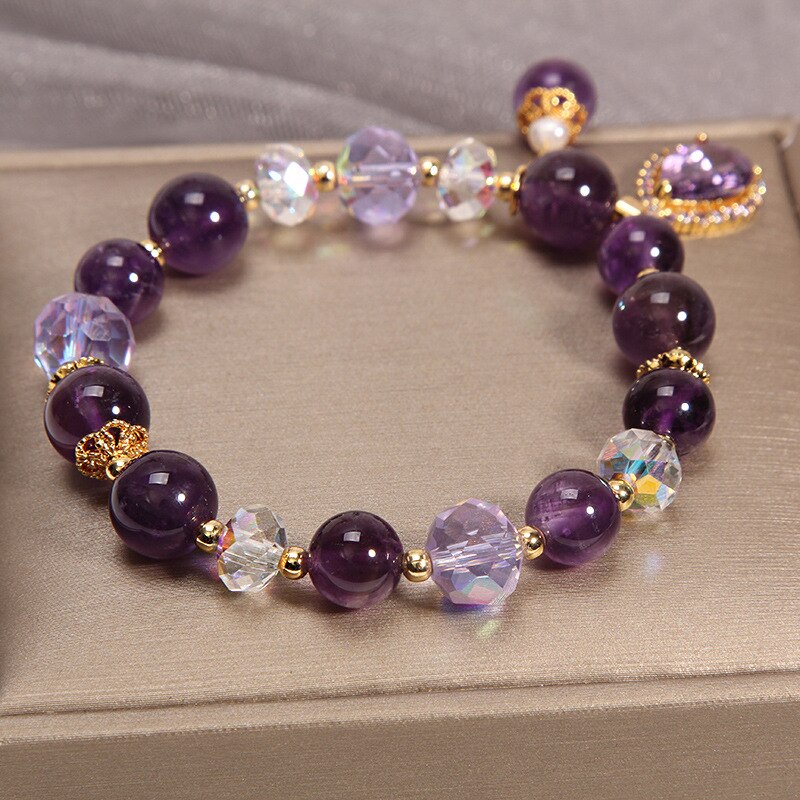 Pulseira com Zircônias e Pedra Ametista – Purple Nebula