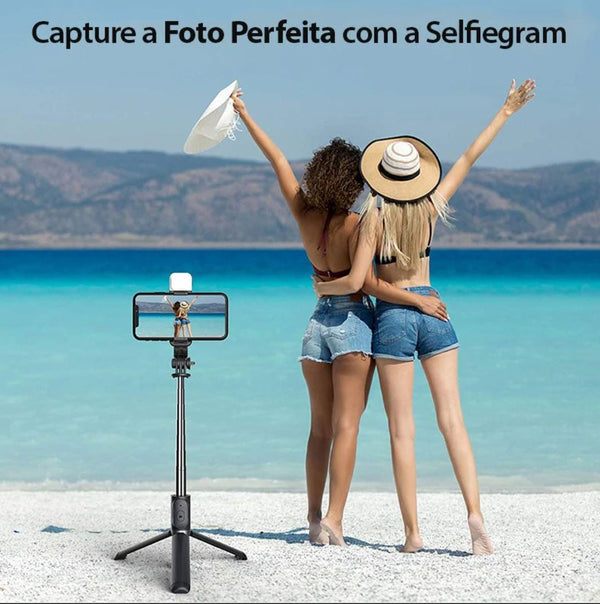 Tripé Selfie 4 Em 1 Com Luz Integrada - Selfie 360°